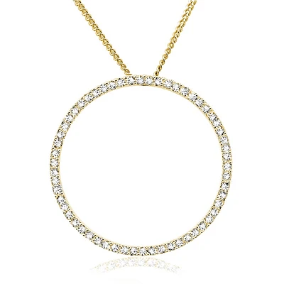 Circle of life pendant for woman - 10K yellow gold & Diamonds - 18