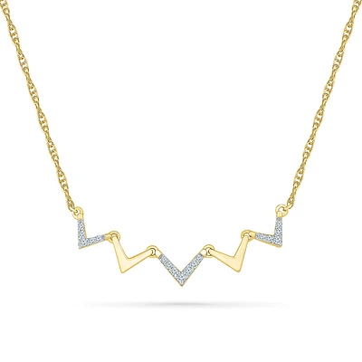 Collier V en Or Jaune 10K avec Diamants. Color: jaune | Doucet Latendresse