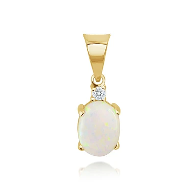 Pendentif pour femme - Or jaune 10K avec zircons cubiques & Opale. Color: jaune | Doucet Latendresse