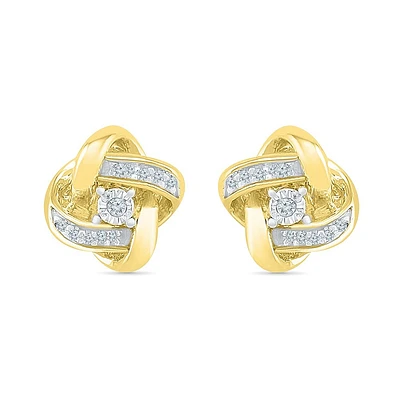 Boucles d'oreilles à tiges fixes pour femme - Or 2-tons 10K (jaune & blanc) & Diamants. Color: 2 tons | Doucet Latendresse