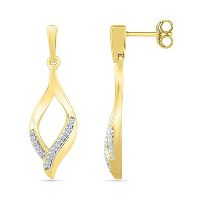 Dangle stud earrings for woman - 10K yellow gold & Diamonds. Color: yellow | Doucet Latendresse