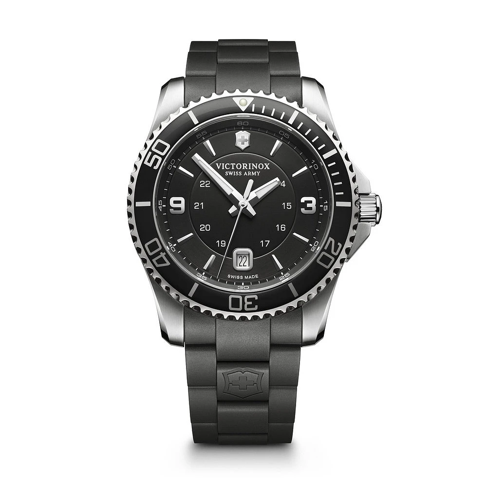 Montre Swiss Army Maverick pour homme - Boitier en acier inoxydable & Bracelet de Caoutchouc | Doucet Latendresse