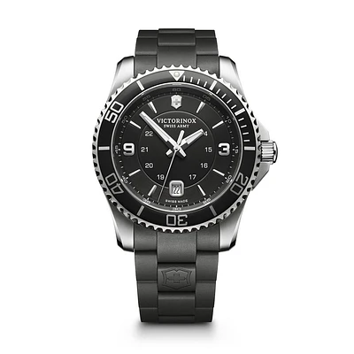 Montre Swiss Army Maverick pour homme - Boitier en acier inoxydable & Bracelet de Caoutchouc | Doucet Latendresse