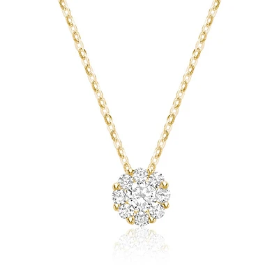 Flower pendant for woman - 10K yellow gold & Diamonds. Color: yellow | Doucet Latendresse