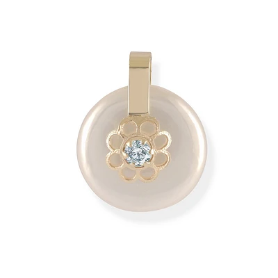 Pendant for baby - 10K yellow Gold with mother of pearl & cubic zirconia. Color: yellow | Doucet Latendresse