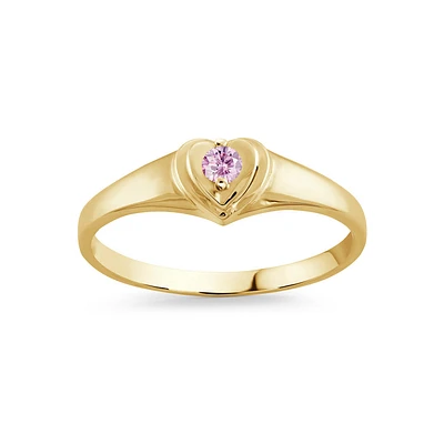 BAGUE POUR ENFANT OR JAUNE 10K &  ZIRCON CUBIQUE  ROSE. Color: jaune | Doucet Latendresse