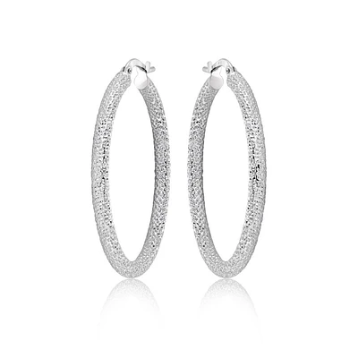 HOOP EARRINGS FOR WOMAN - 10K WHITE GOLD. Color: white | Doucet Latendresse