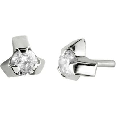 Boucles d'oreilles pour enfants - Or blanc 10K & Zirconium cubique. Color: blanc | Doucet Latendresse