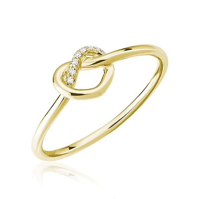 10K Gold Diamond Knot Ring. Color: yellow | Doucet Latendresse