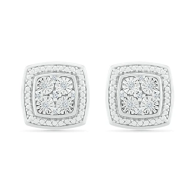 Boucles d'oreilles à tiges fixes pour femme - Argent sterling .925 & Diamants totalisant 5pts.. Color: blanc | Doucet Latendresse