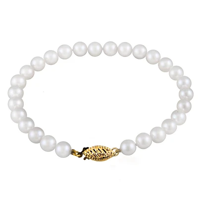 Pearl bracelet 6-7mm et 7.5 inches - 14K gold. Color: yellow | Doucet Latendresse