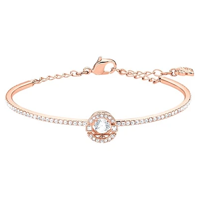 Swarovski sparkling dance bangle, white, rose-gold tone plated. Color: pink | Doucet Latendresse