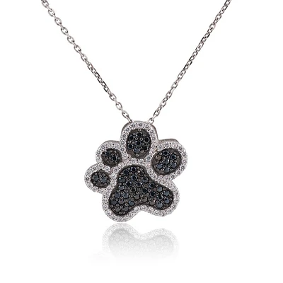 Pendentif patte de chien en argent sterling .925 avec zircone cubique. Color: 2 tons | Doucet Latendresse