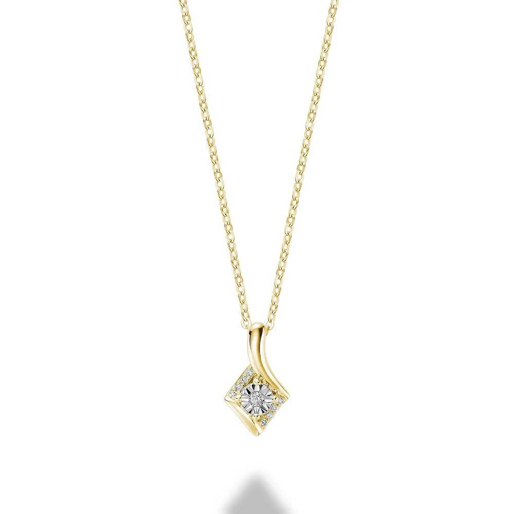 Pendant for woman - 10K yellow gold & Diamonds 4pts. - 18