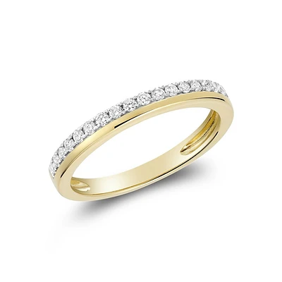 Jonc semi-éternité pour femme - Or blanc 10K & Diamants totalisant 9pts. Color: jaune | Doucet Latendresse