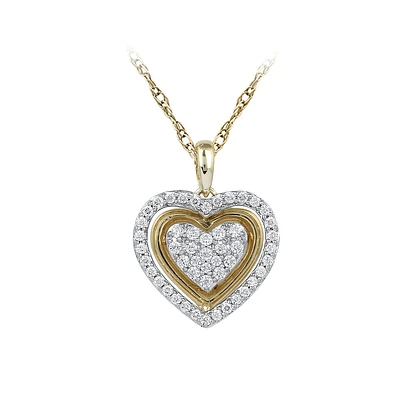 Heart pendant for woman - 10K yellow gold & Diamonds T.W. 25pts. Color: yellow | Doucet Latendresse