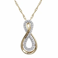 Infinity pendant for woman - 10K yellow gold & Diamonds T.W. 10pts - 16