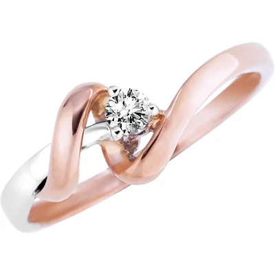 Lady's ring with a diamond 0.08 Carat T.W. Clarity:I Color:GH - in 10K 2-tone Gold (pink and white). Color: 2 tone | Doucet Latendresse