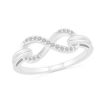 Ring with infinity symbol for woman - sterling silver .925 & diamonds T.W. 10pts. Color: white | Doucet Latendresse