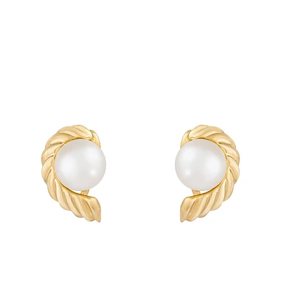 Boucles d'oreilles perles en or jaune 10K. Color: jaune | Doucet Latendresse