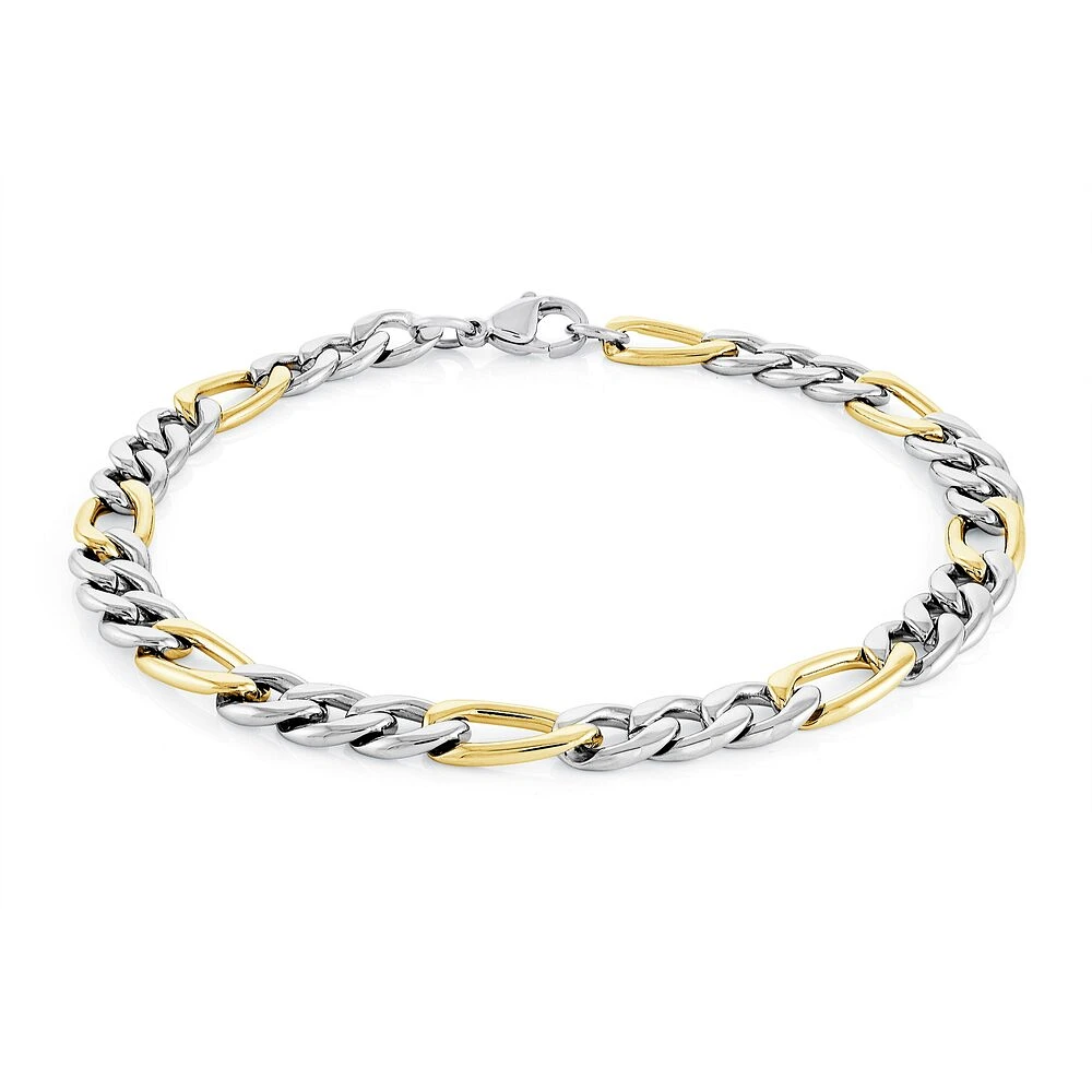 Bracelet Figaro 2 tons en acier inoxydable 8.5. Color: 2 tons | Doucet Latendresse