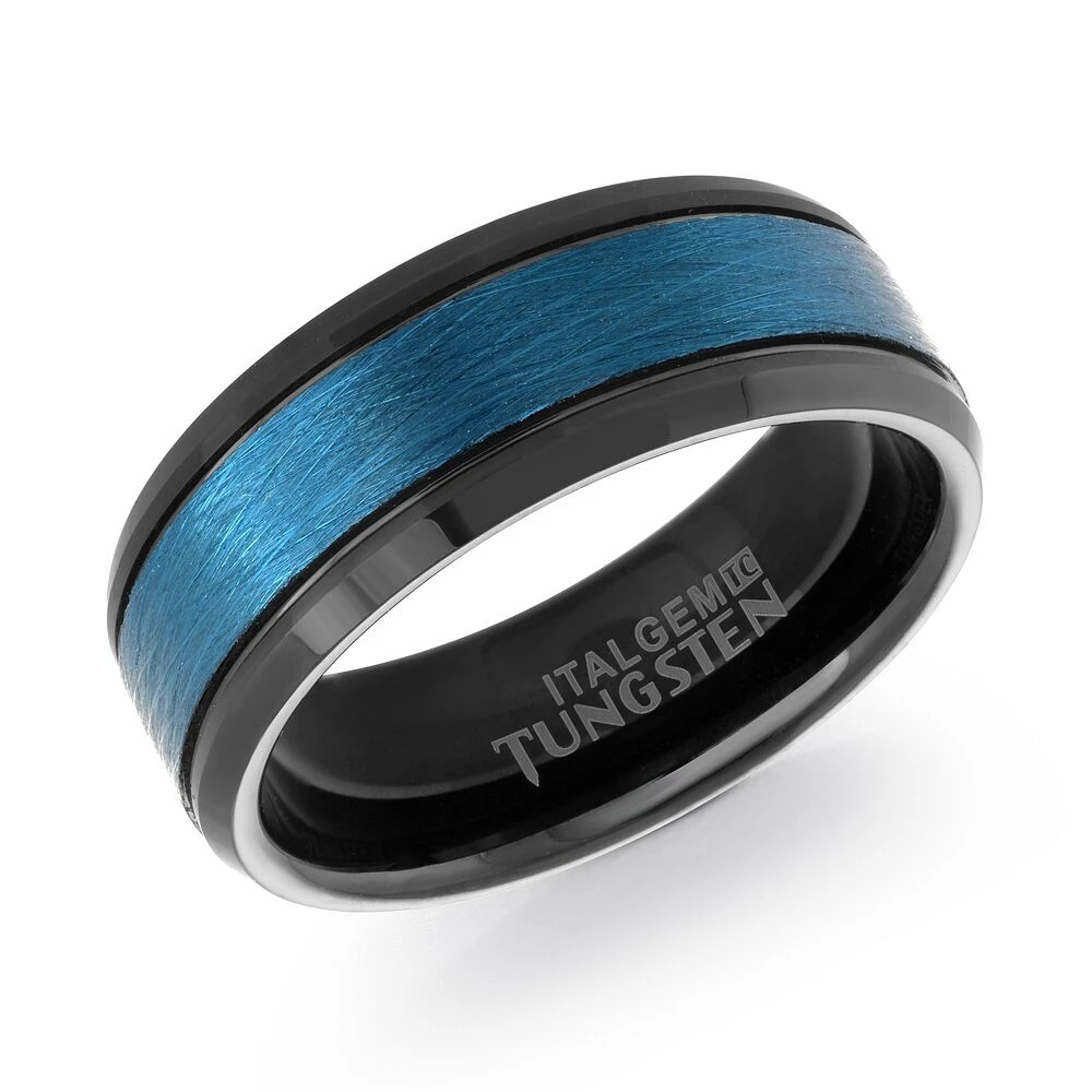 WADE RING :  TUNGSTENE ring, black and blue with a metallic touch -HYPOALLERGENIC-. Color: black | Doucet Latendresse