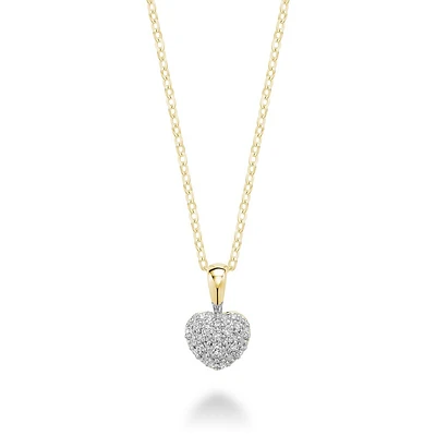 Heart Pendant in 10k yellow gold with diamond totaling 5  pts- 18'' chain included. Color: yellow | Doucet Latendresse