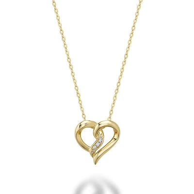 Pendentif cœur  pour femme - Or jaune 10K & Diamants - chaine  de 18'' incluse. Color: jaune | Doucet Latendresse