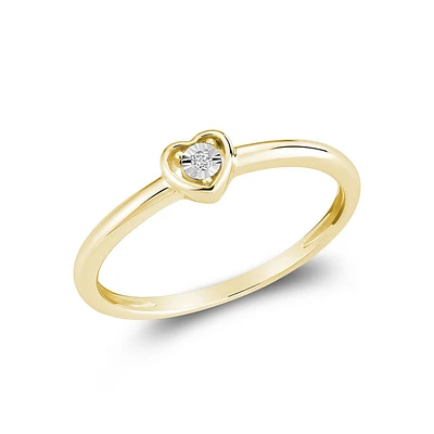 Bague Cœur en Or 10K avec Diamant. Color: jaune | Doucet Latendresse