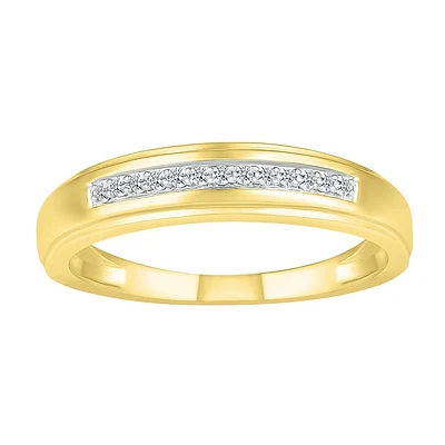 10k sparkling band ring in diamond. Color: yellow | Doucet Latendresse