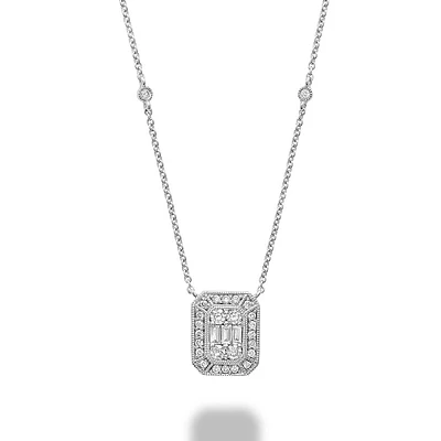 Pendentif et chaine en Or Bloanc 14K et diamants 50 points. Color: blanc | Doucet Latendresse