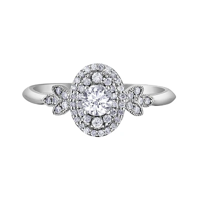 Éclat du Nord  Engagement Ring - 10K White Gold & Diamonds Canadians otaling 0.43 Carat. Color: white | Doucet Latendresse