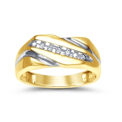 10K wavy ring with diamonds. Color: yellow | Doucet Latendresse