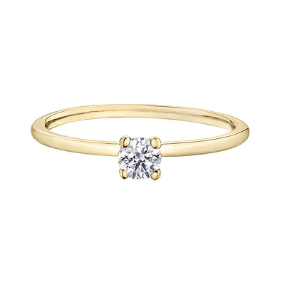 Bague de fiançailles - Or jaune 10K & Diamant solitaire de 0.10 Carat. Color: jaune | Doucet Latendresse