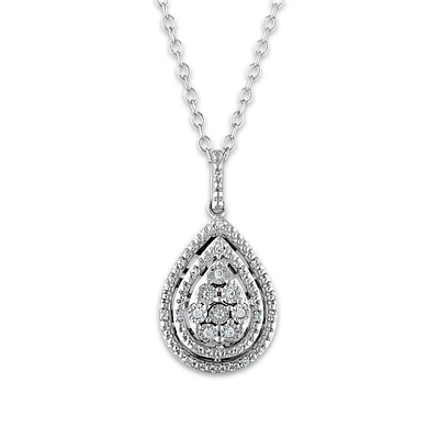 Pendentif en forme de poire pour femme avec Chaîne- Argent sterling .925 & Diamants totalisant 8pts. Color: argent | Doucet Latendresse