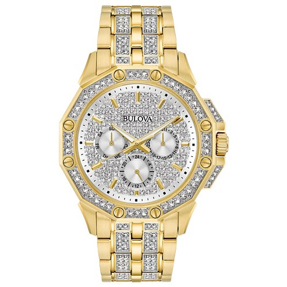 Bulova Octava Men's Gold Pavé Dial Crystal Watch | Doucet Latendresse