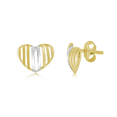 Heart earrings - 10K 2 tone Gold. Color: 2 tone | Doucet Latendresse