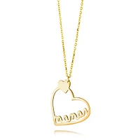 Heart and mom text pendant in 10k yellow gold (chain 17