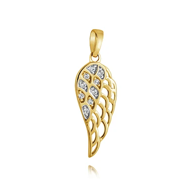 10k yellow gold angel wing and cubic zirconia. Color: yellow | Doucet Latendresse