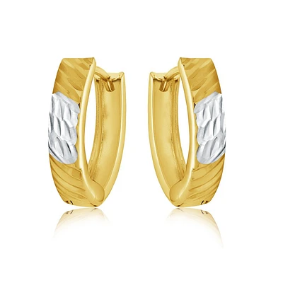 Boucles d'oreilles anneaux ovales pour femme - Or 2-tons 10K. Color: 2 tons | Doucet Latendresse