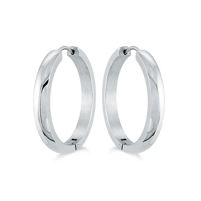 Boucles d'oreilles anneaux - Acier inoxydable. Color: blanc | Doucet Latendresse