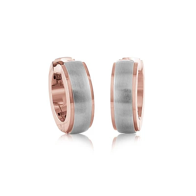 Hoop earrings - Pink and silver stainless steel. Color: 2 tone | Doucet Latendresse