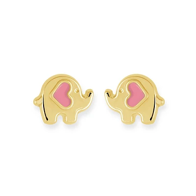 Boucles d'oreilles éléphant pour enfants en or jaune 10K. Color: jaune | Doucet Latendresse