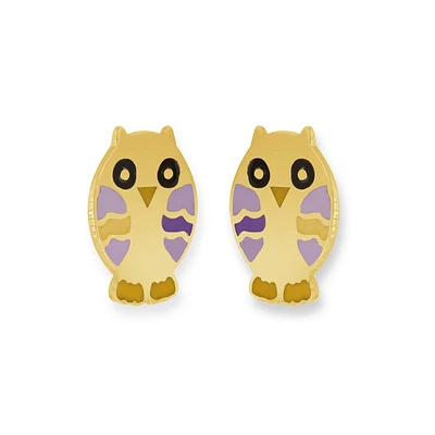 Boucles d'oreilles hiboux - Or jaune 10K. Color: jaune | Doucet Latendresse