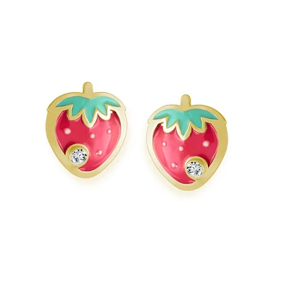 Strawberry  stud earrings for children - Or jaune 10K. Color: yellow | Doucet Latendresse