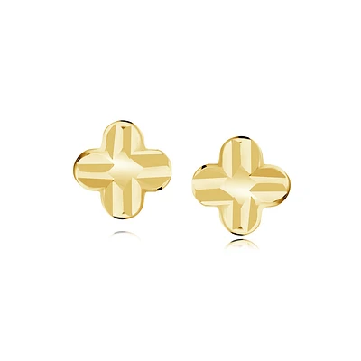 Boucles d'oreilles fleurs en or jaune 10K pour femme. Color: jaune | Doucet Latendresse