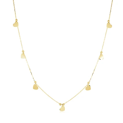 Heart necklace for women 16'' in 10K yellow gold. Color: yellow | Doucet Latendresse