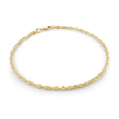 9'' Singapore Ankle Chain for women - 10K yellow Gold. Color: yellow | Doucet Latendresse