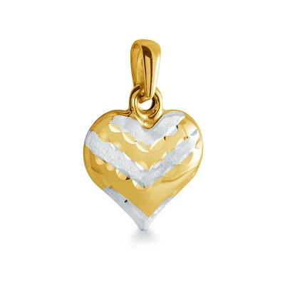 2-Tone Heart Pendant in 10K Gold. Color: yellow | Doucet Latendresse