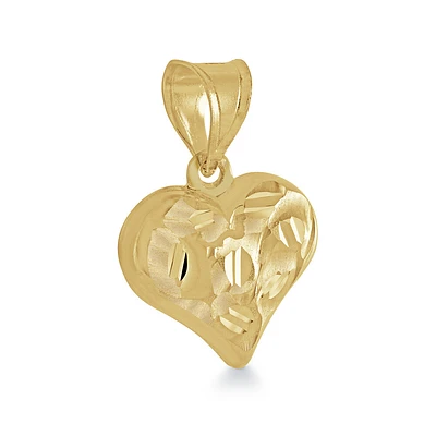 Heart pendant with diamond cut - 10K yellow Gold. Color: yellow | Doucet Latendresse